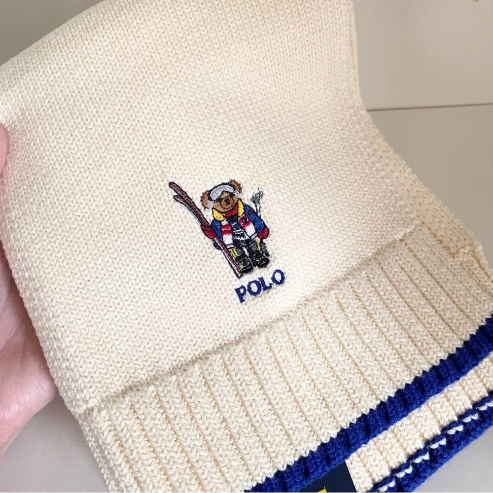 Hold Ralph Lauren polo bear embroidered scarf 100% cotton